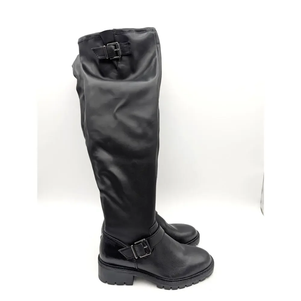 Vince Camuto Abrila Faux Leather Tall Over the Knee Boots Black Size US8M EU39